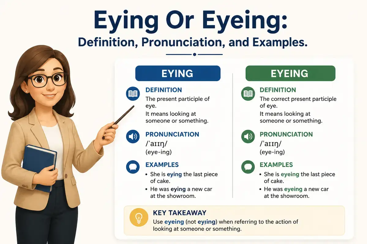 Eying Or Eyeing: Definition, Pronunciation, and Examples
