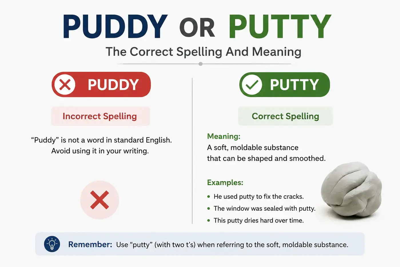 Puddy Or Putty The Correct Spelling And Meaning