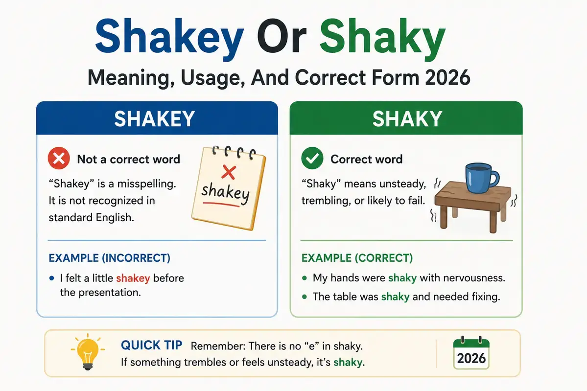 Shakey Or Shaky Meaning Usage And Correct Form 2026