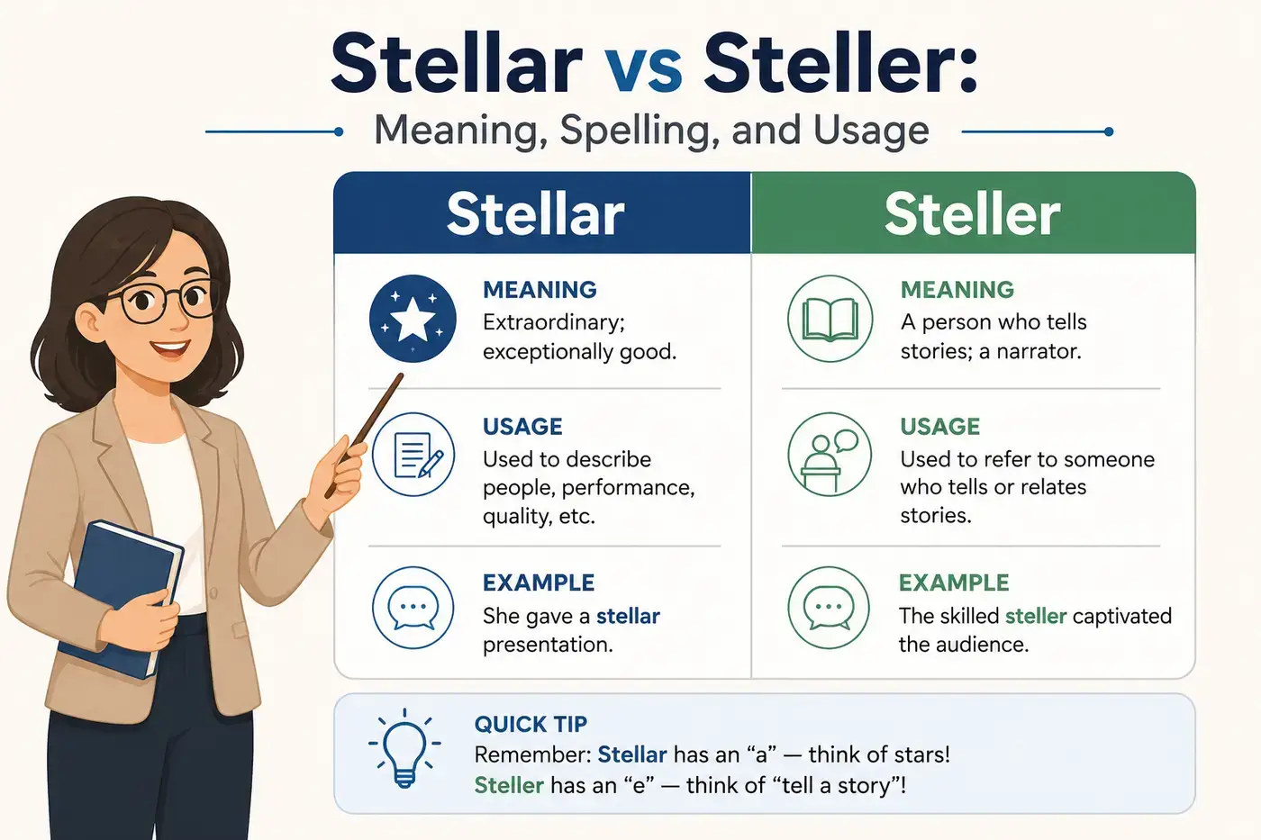 Stellar vs Steller: Meaning, Spelling, and Usage