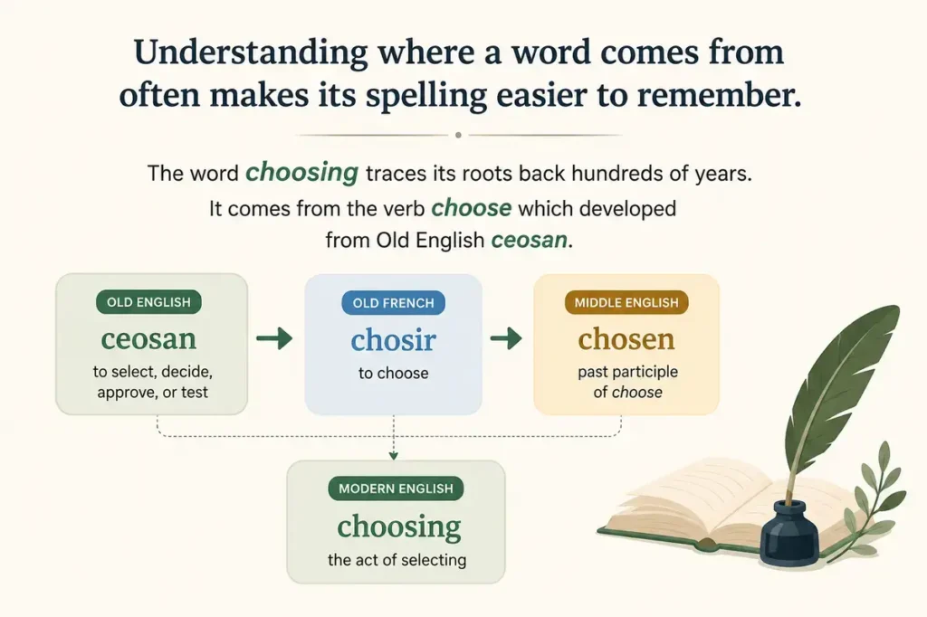 Choosing Or Chosing Etymology And Word Origin