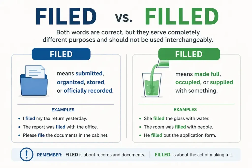 Filed Vs Filled Quick Definition