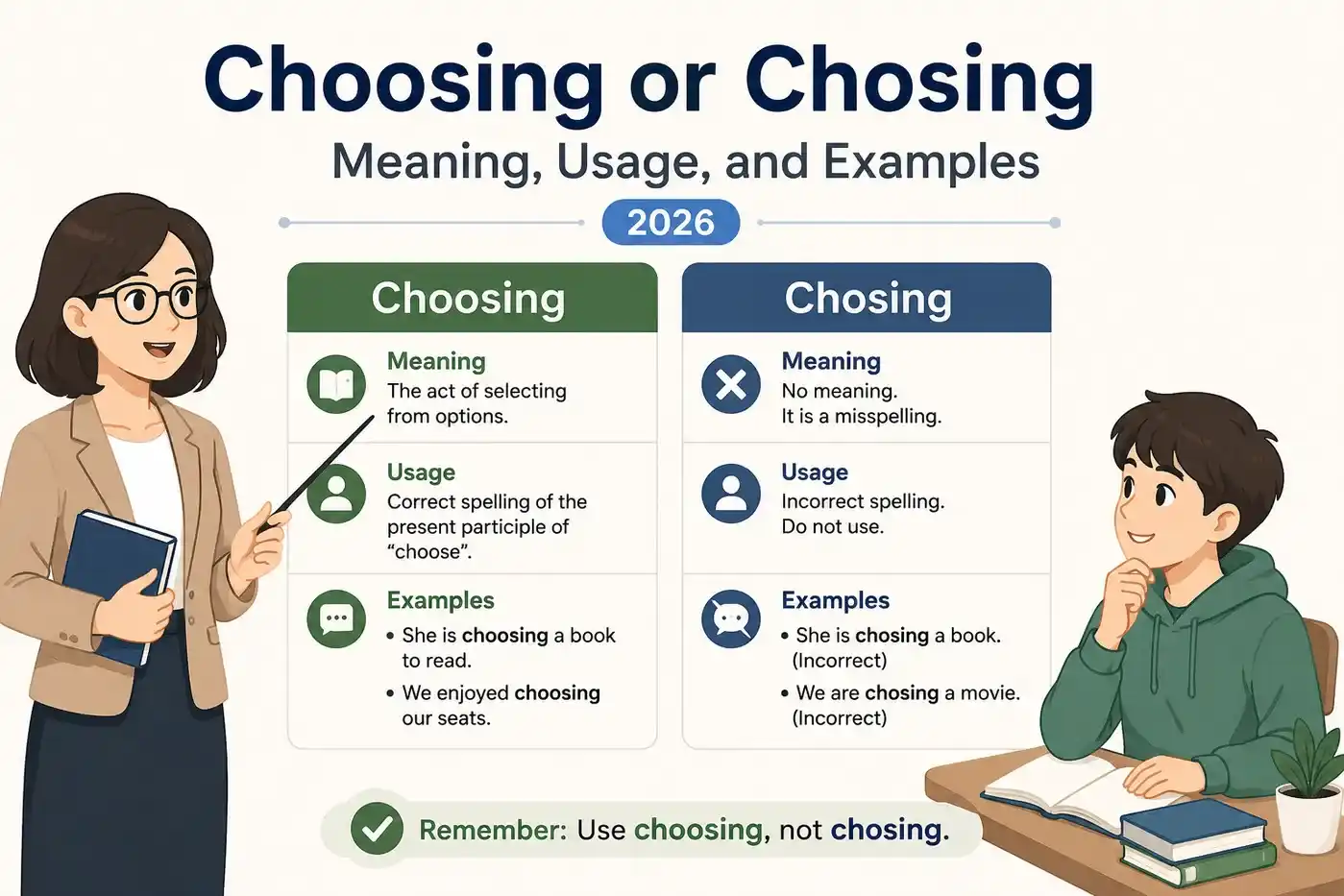 Choosing or Chosing Meaning, Usage, and Examples 2026