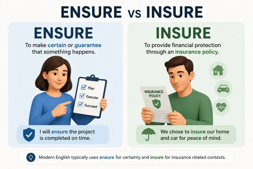 Ensure Vs Insure Quick Definition