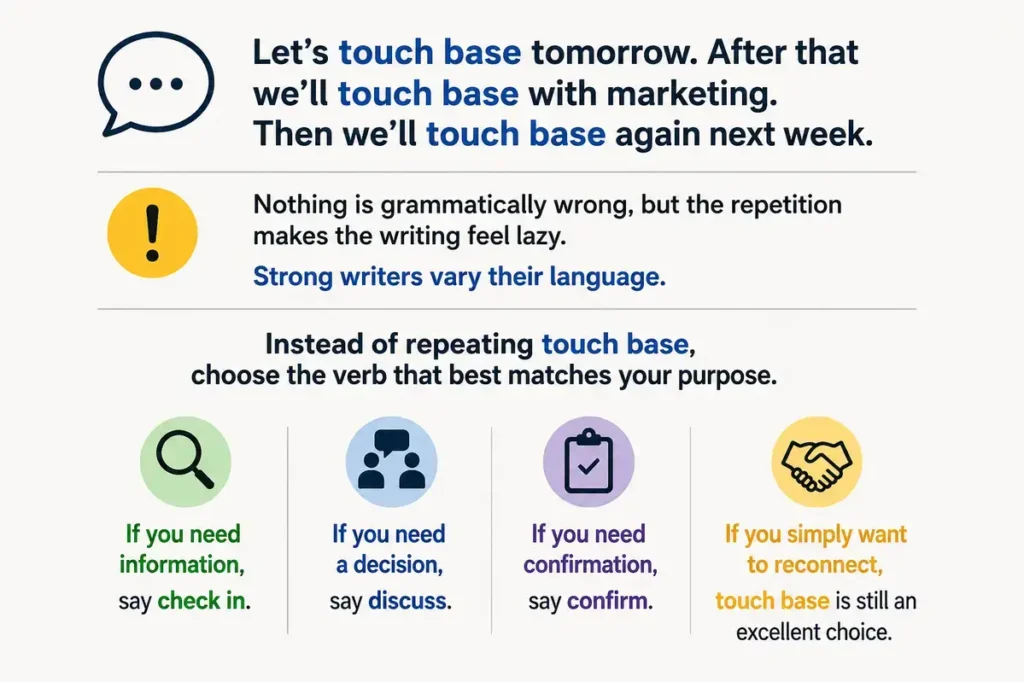 Touchbase or Touch base Expert Language Insight