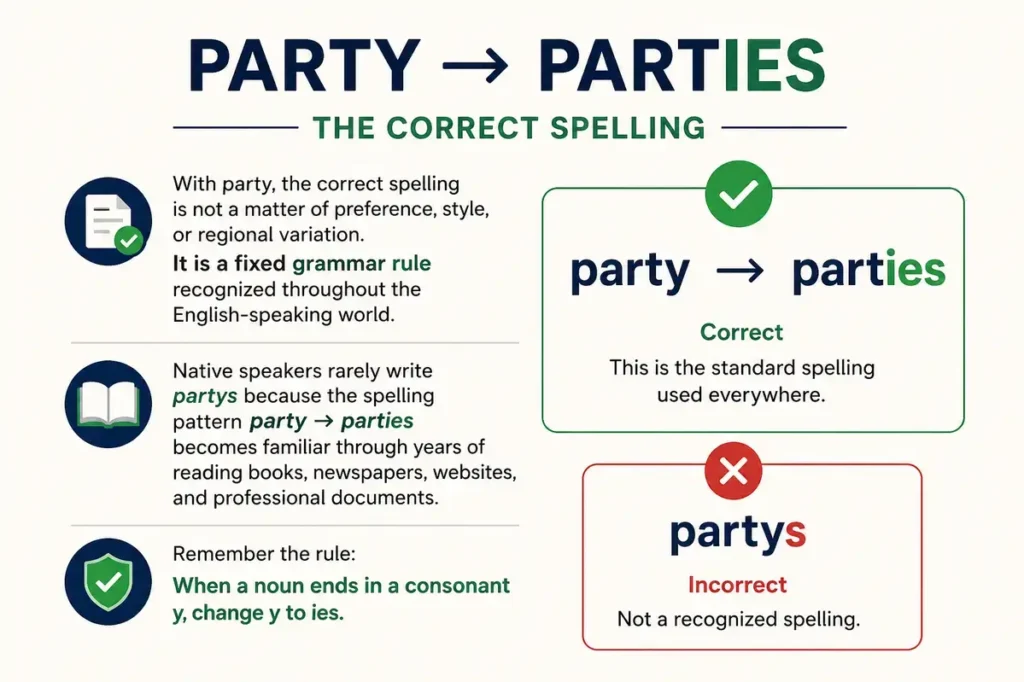 Expert Language Insight on Partys vs Parties
