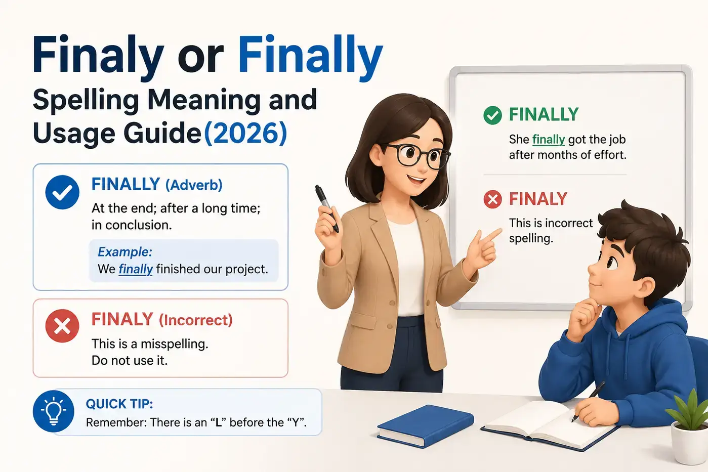Finaly or Finally Spelling Meaning and Usage Guide(2026)