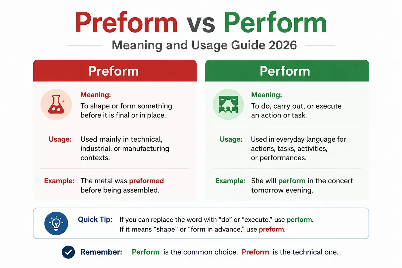Preform vs Perform Meaning and Usage Guide 2026