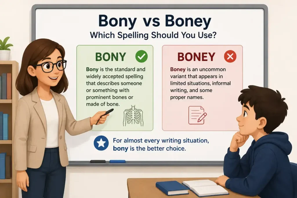 bony vs boney Quick Definition