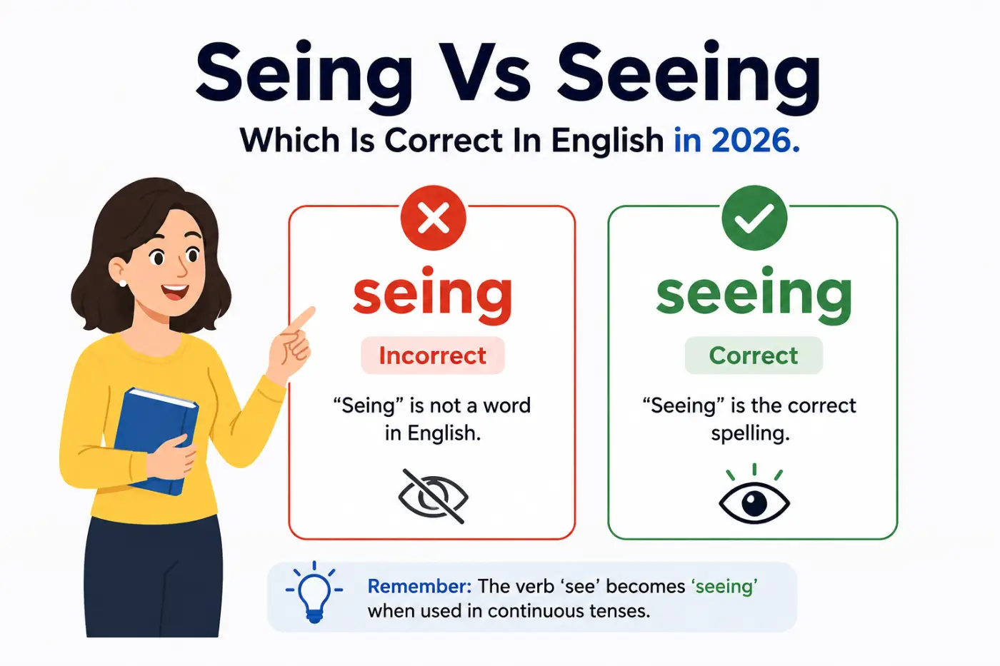 seing vs seeing which is correct in english in 2026