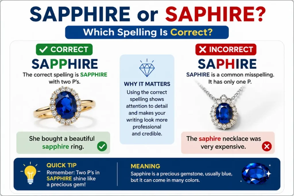 10 Sentences Showing Saphire as an Incorrect Spelling