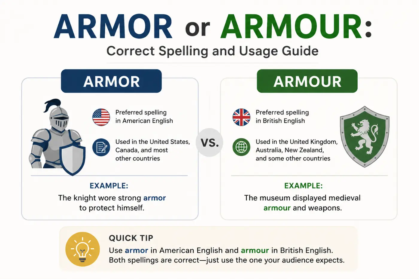 Armor or Armour: Correct Spelling and Usage Guide