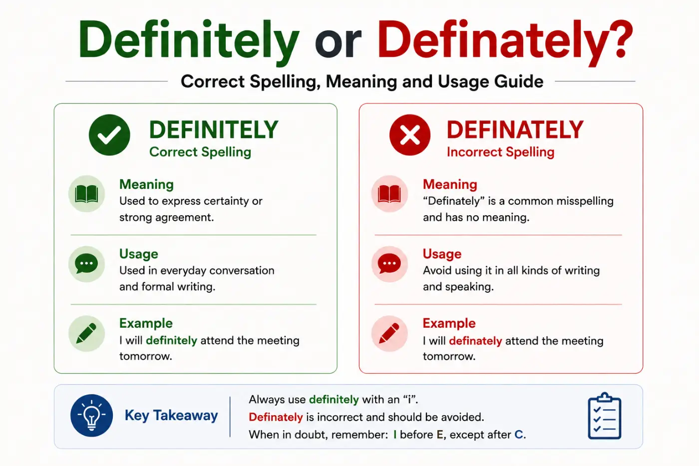 Definately or Definitely Correct Spelling Meaning and Usage Guide