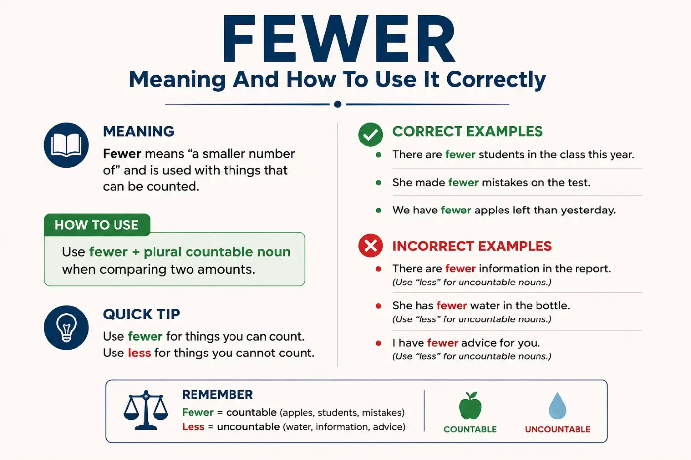 Fewer Meaning And How To Use It Correctly