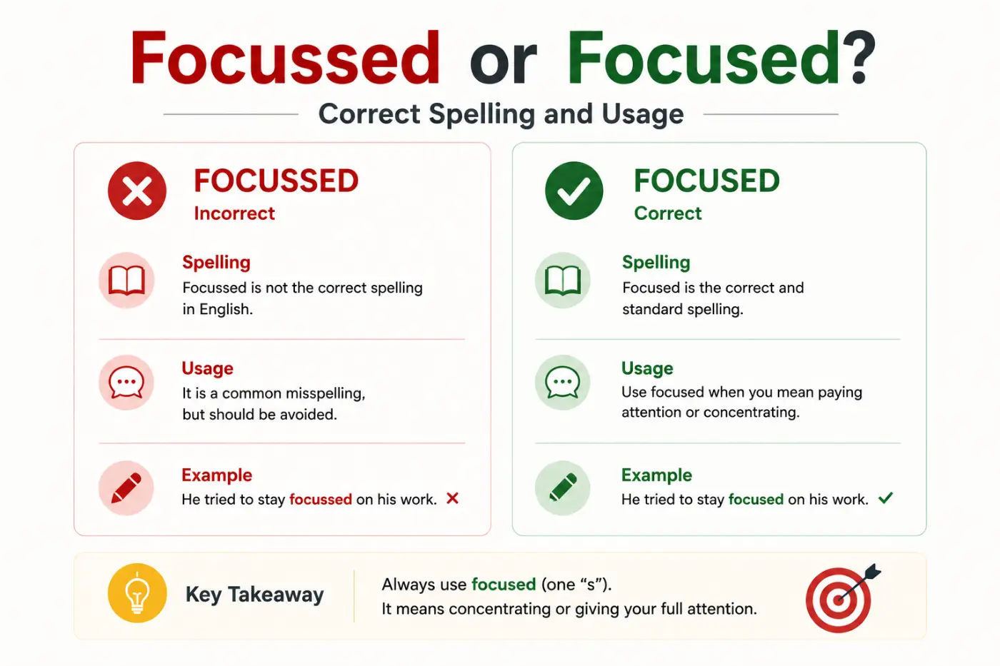 focussed or focused Correct Spelling and Usage