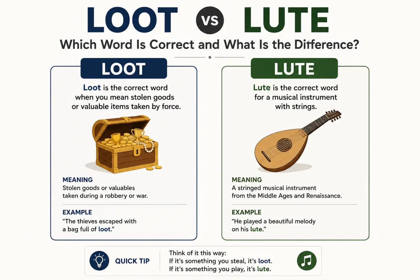 Loot vs Lute Which Word Is Correct and What Is the Difference
