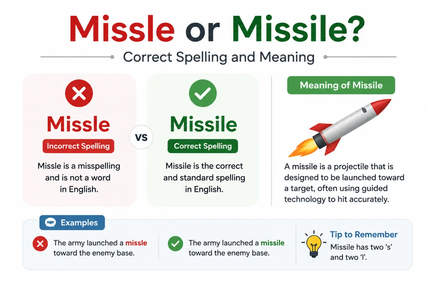 Missle or Missile Correct Spelling and Meaning