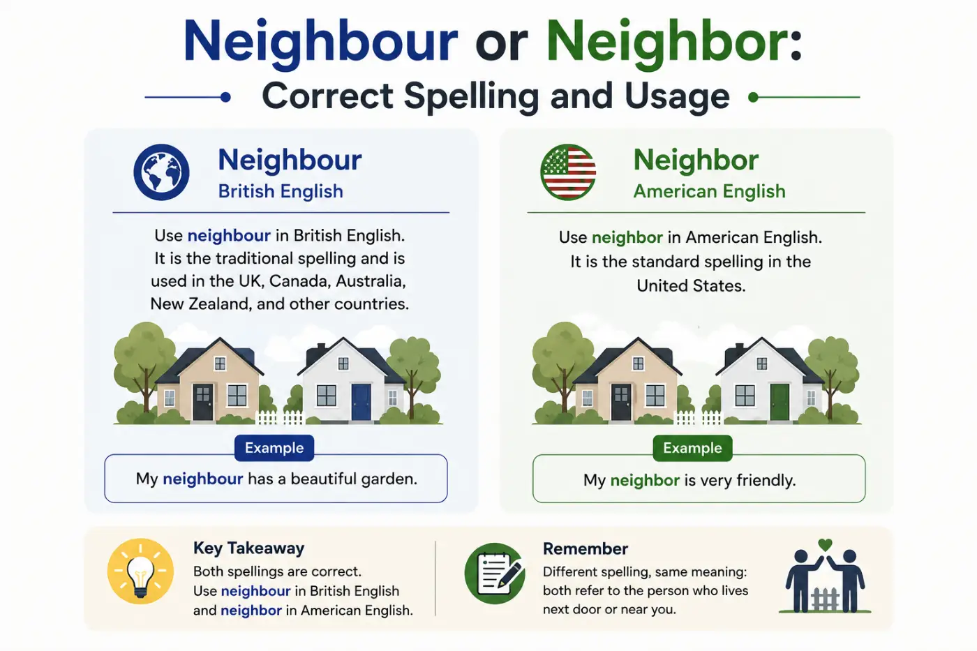 neighbour or neighbor Correct Spelling and Usage