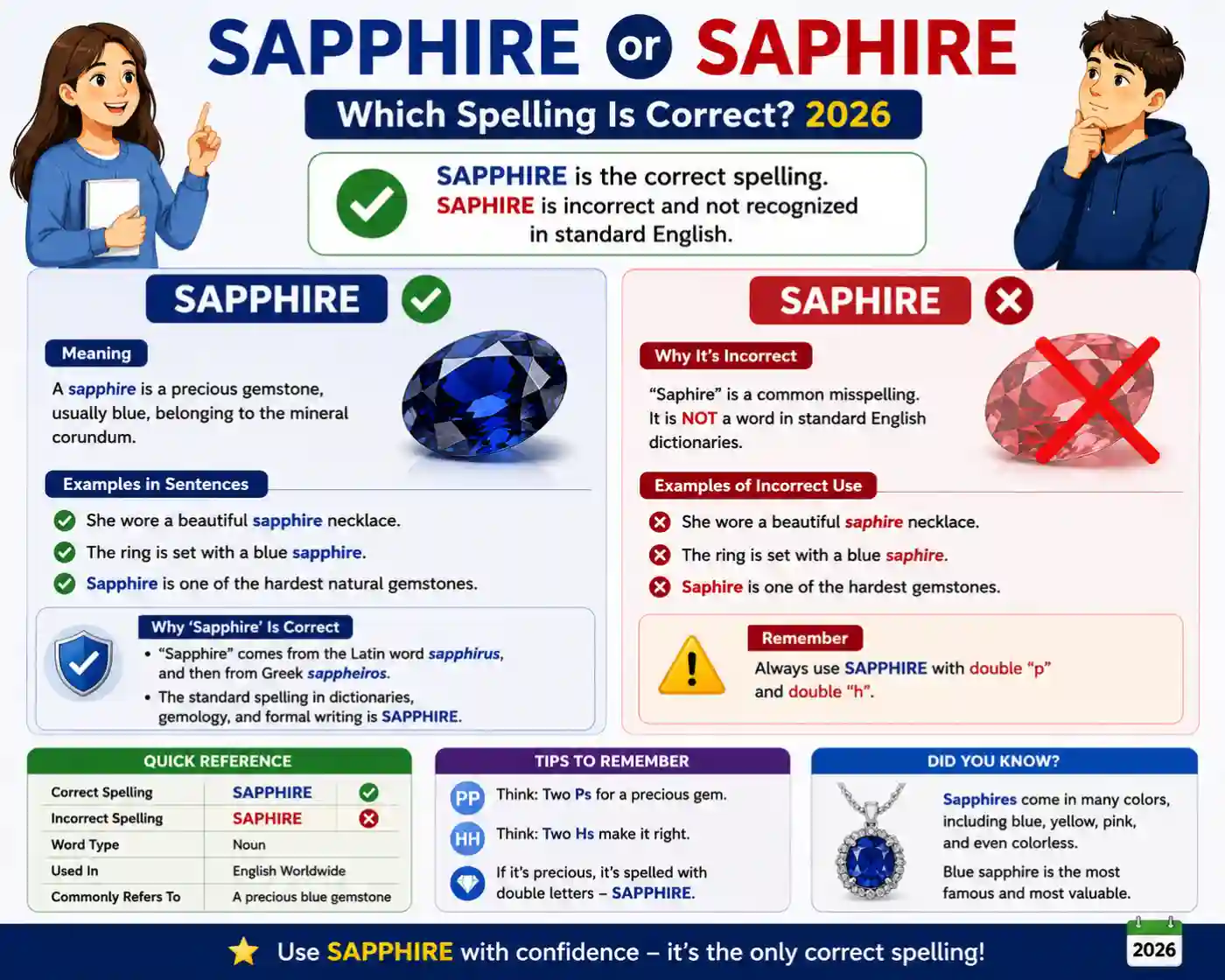 Sapphire or Saphire Which Spelling Is Correct 2026