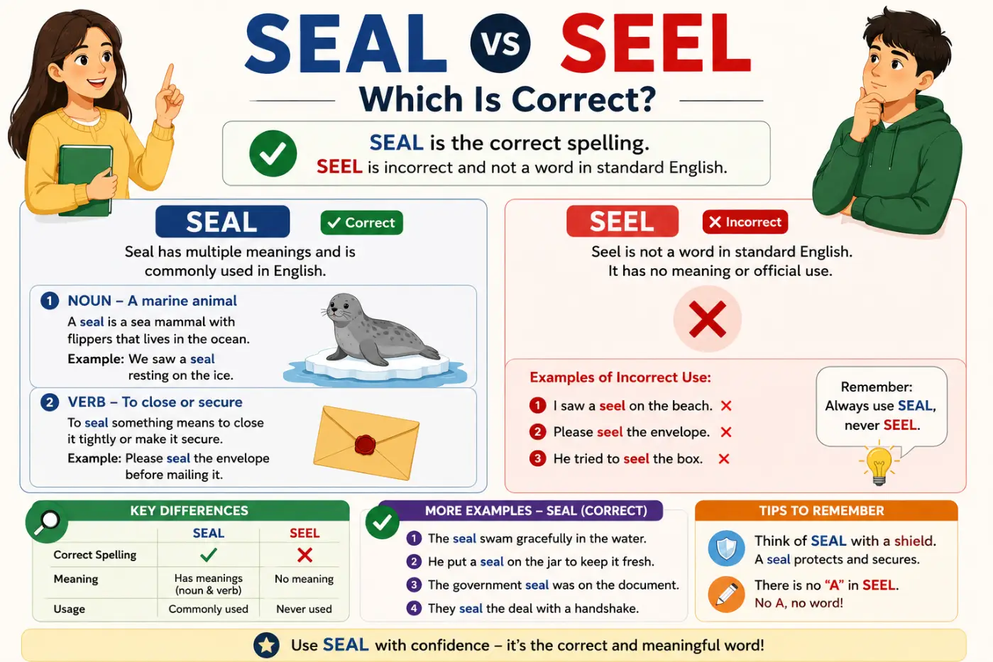 Seal Vs Seel Which Is Correct Meaning Differences And Examples