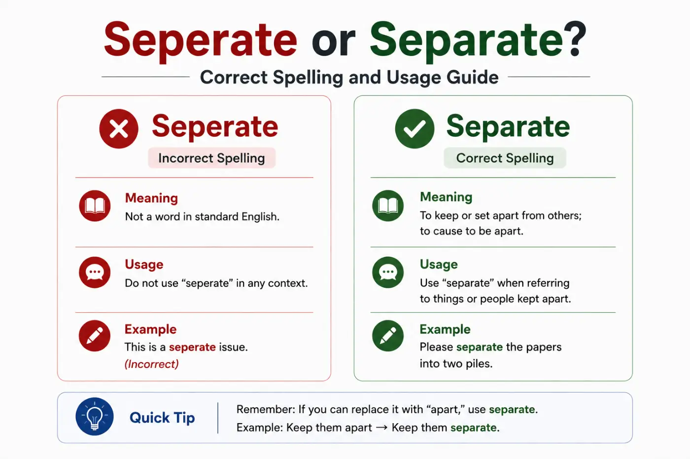seperate or separate Correct Spelling and Usage Guide