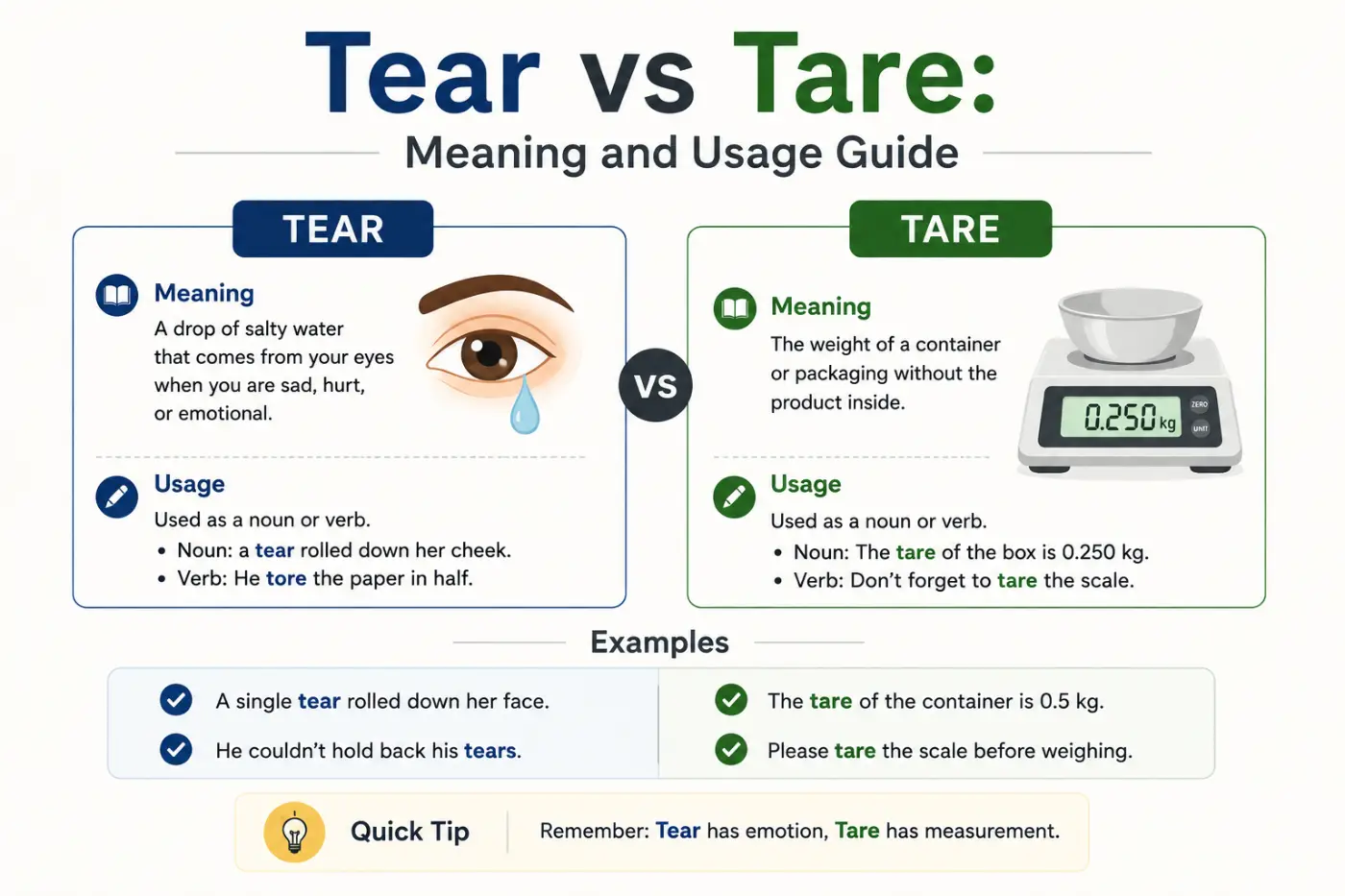 tear vs tare: Meaning and Usage Guide