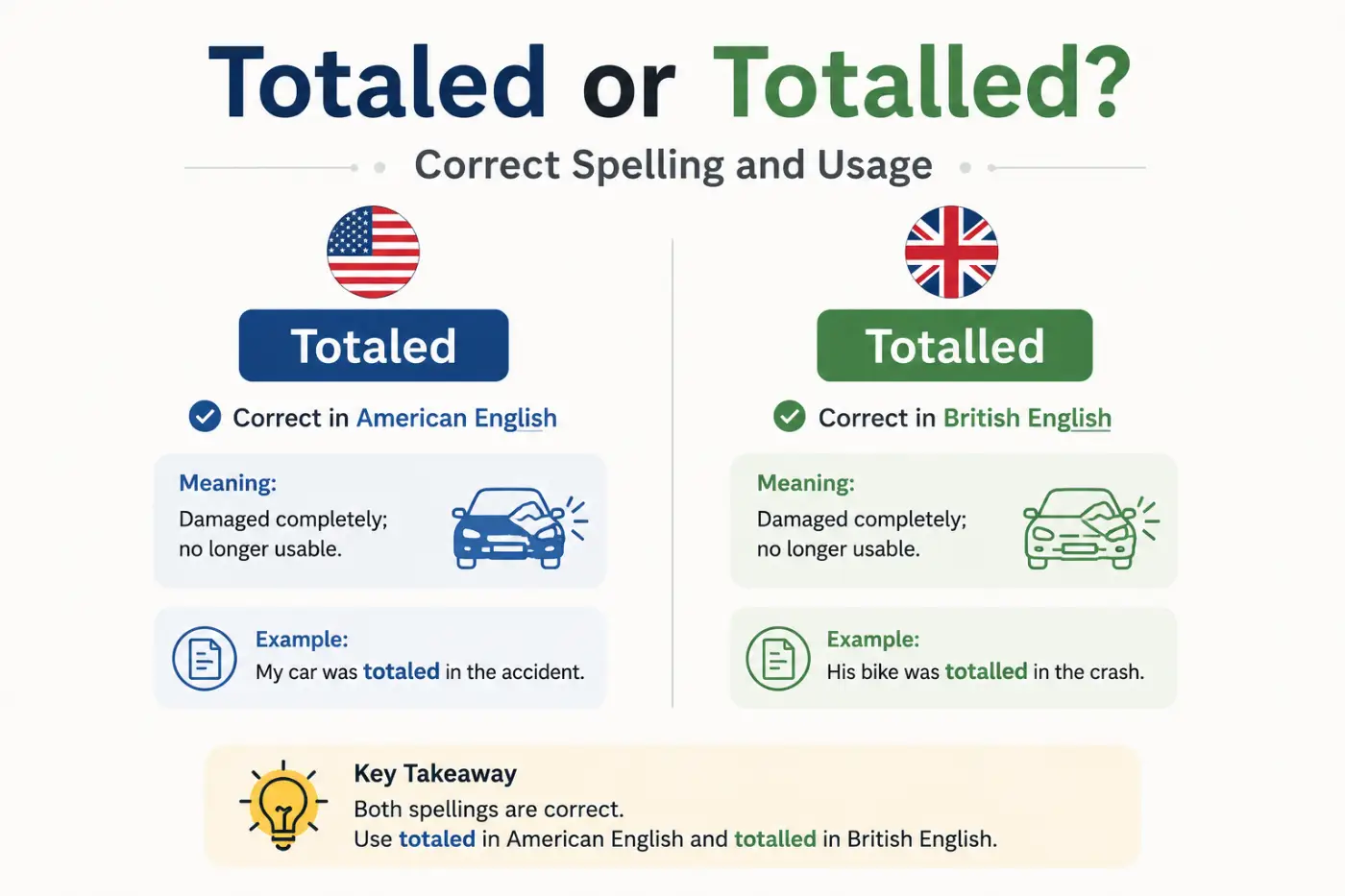 totaled or totalled Correct Spelling and Usage
