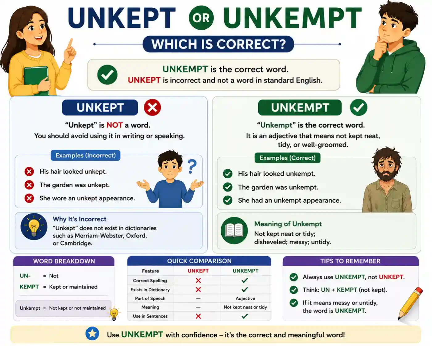 Unkept or Unkempt Which Is Correct? 2026