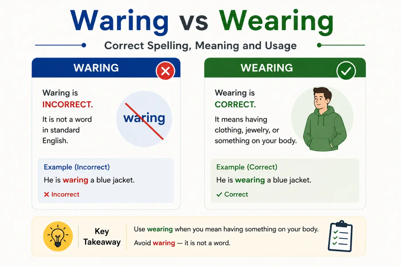 waring vs wearing Correct Spelling Meaning and Usage