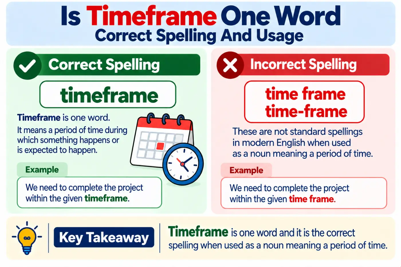 is timeframe one word Correct Spelling And Usage