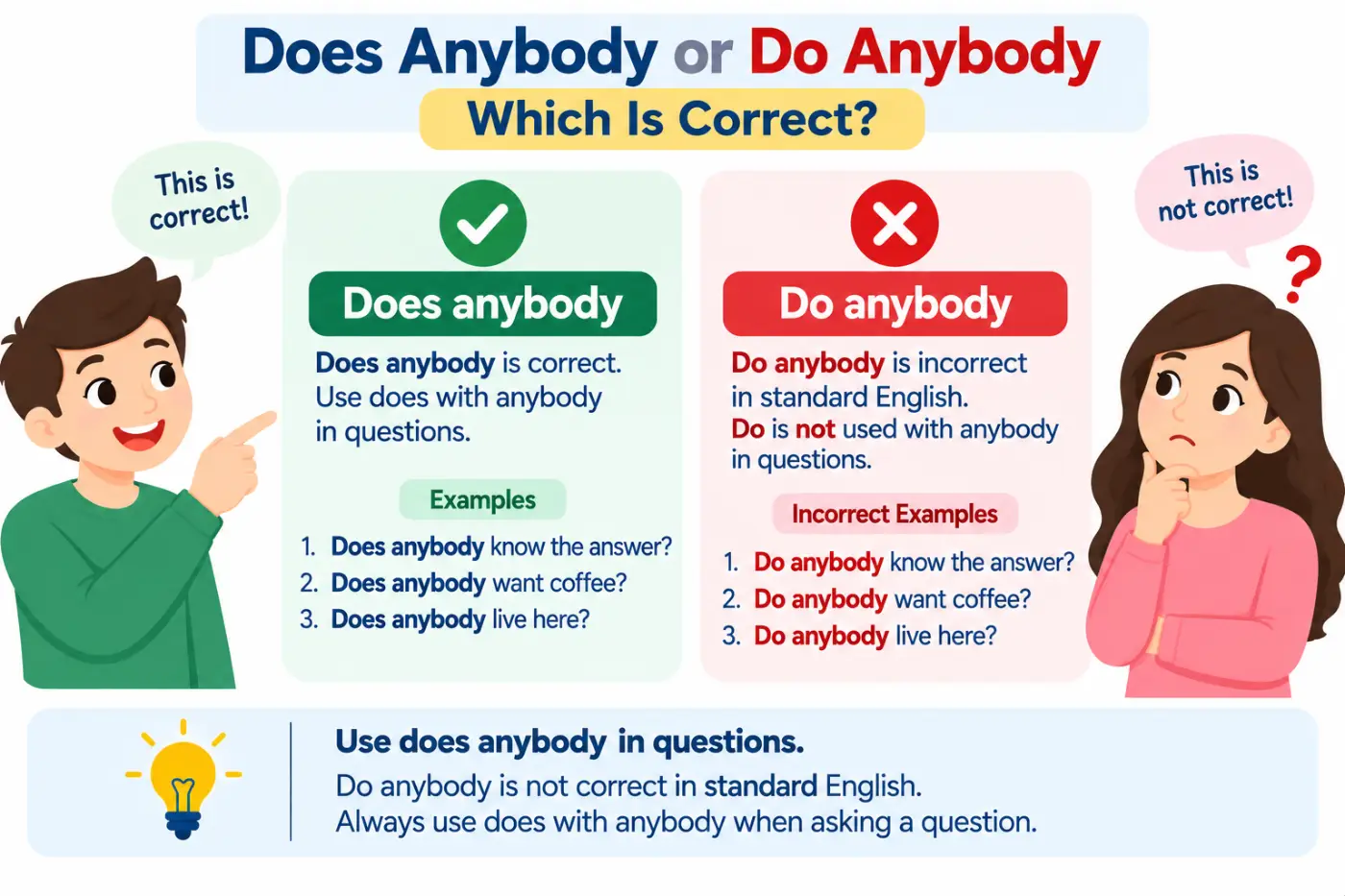does anybody or do anybody Which Is Correct