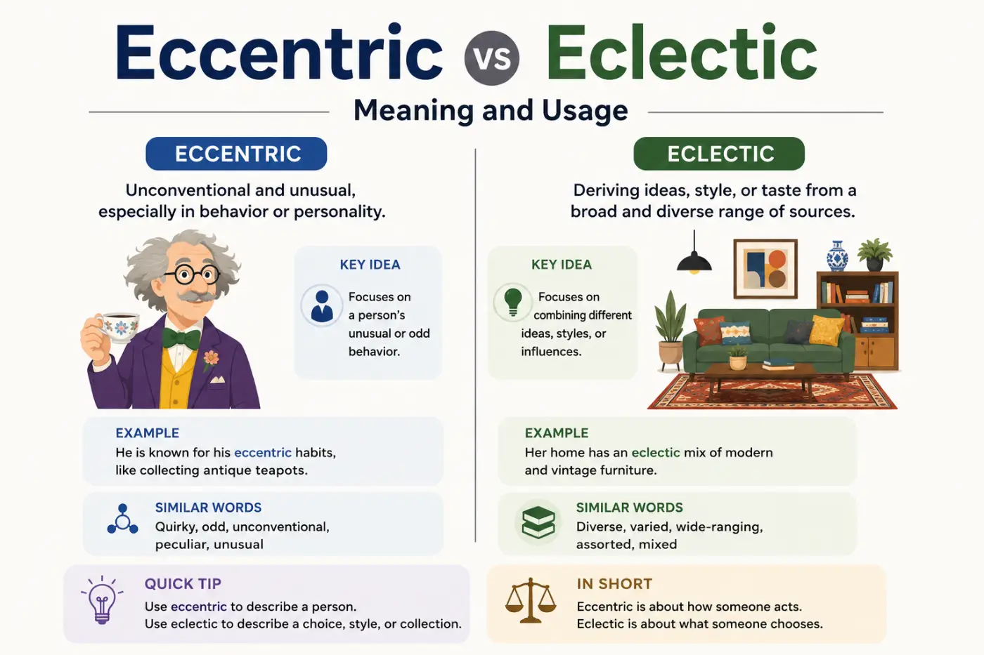 Eccentric vs Eclectic Meaning and Usage