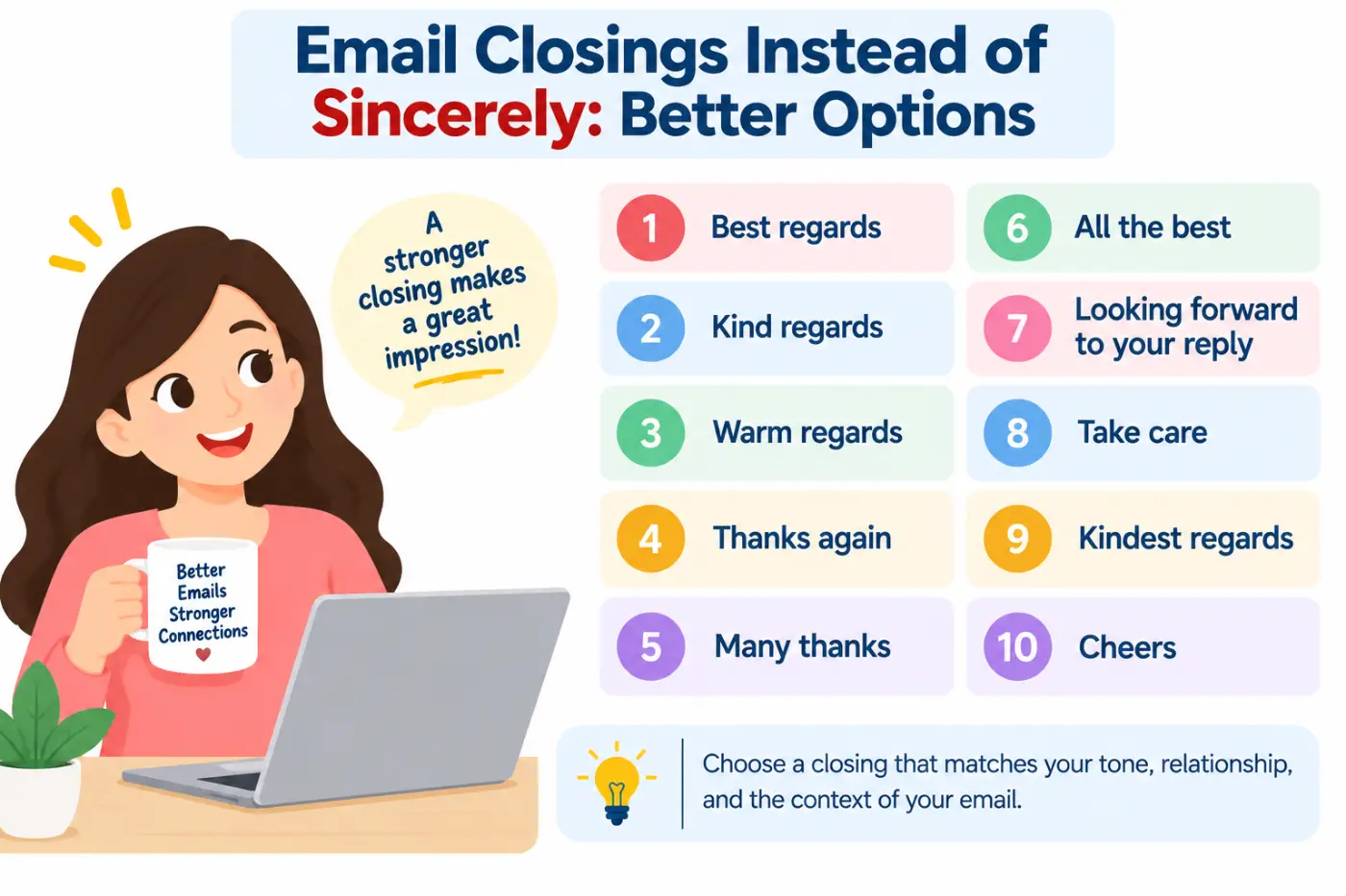 email closings instead of sincerely: Better Options