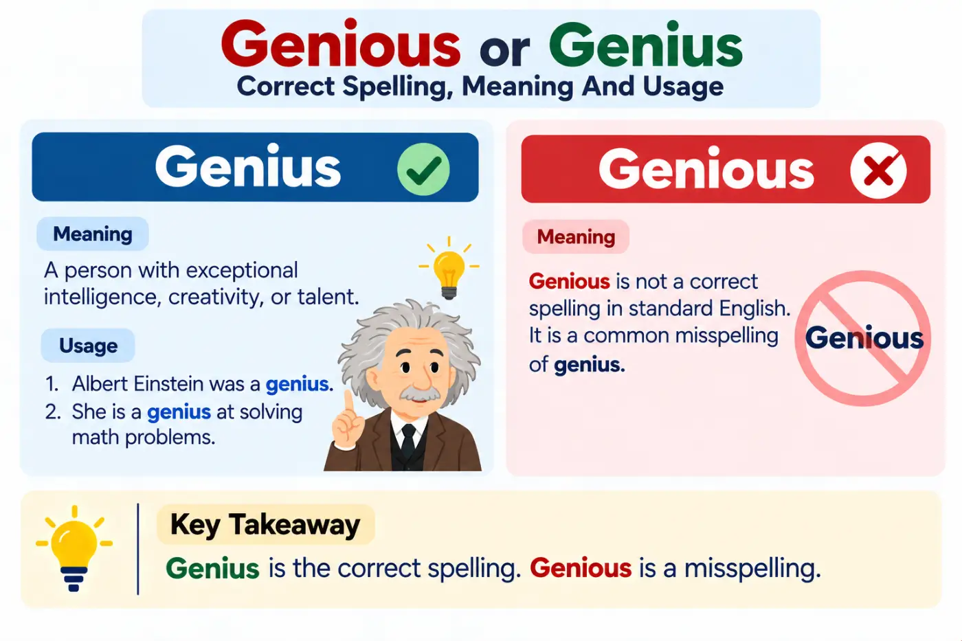genious or genius Correct Spelling Meaning and Usage
