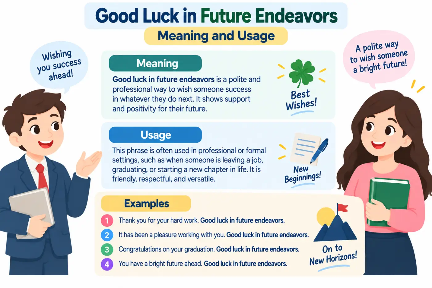 good luck in future endeavors Meaning and Usage