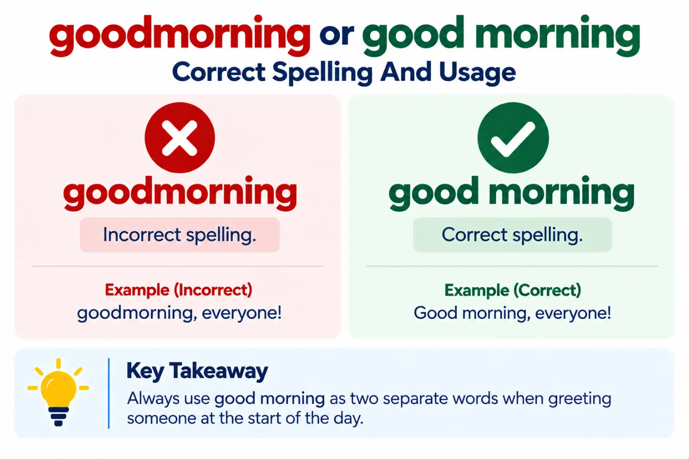 goodmorning or good morning Correct Spelling And Usage