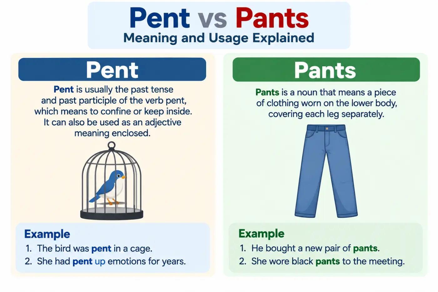 pent vs pants Meaning and Usage Explained