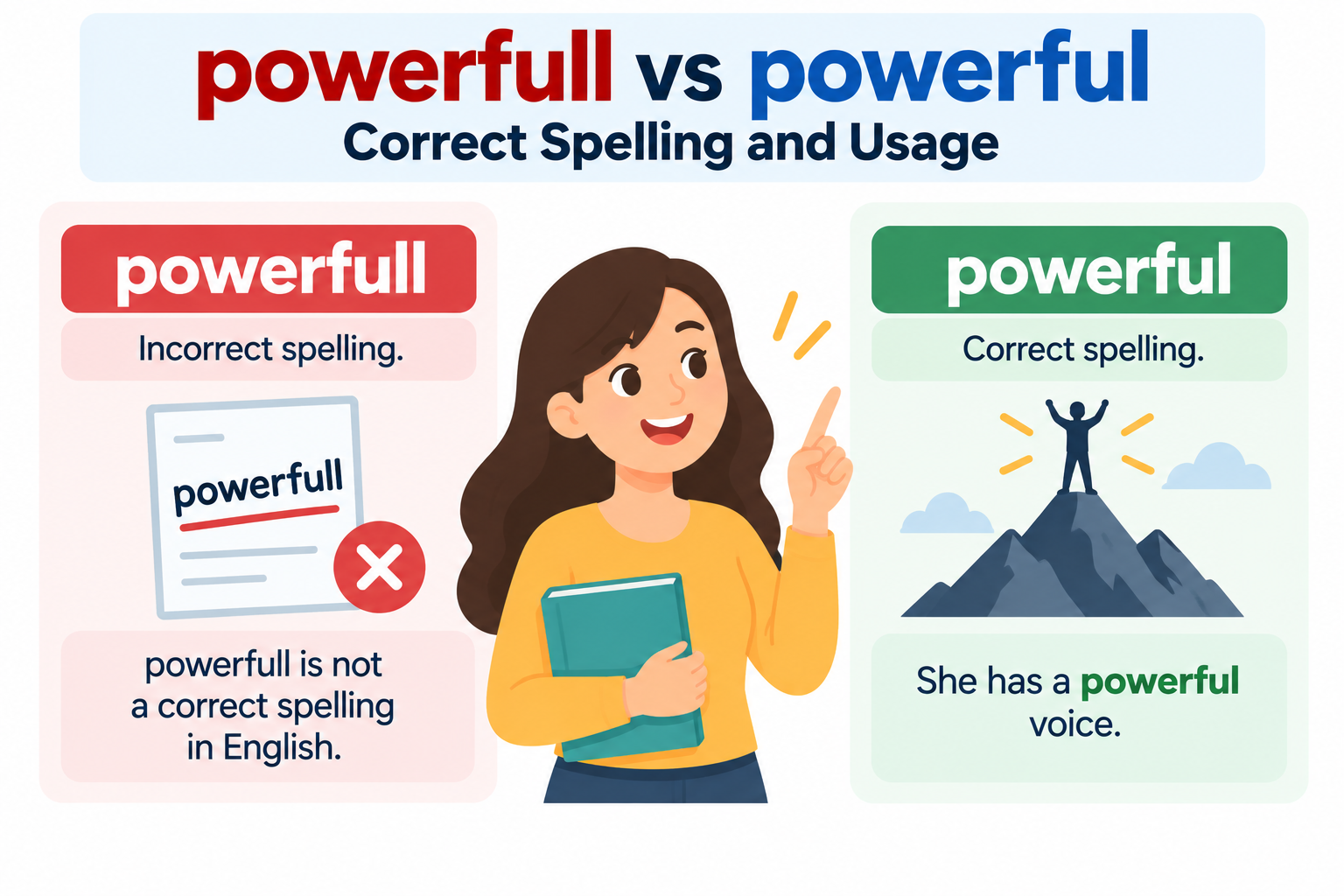 powerfull vs powerful Correct Spelling and Usage