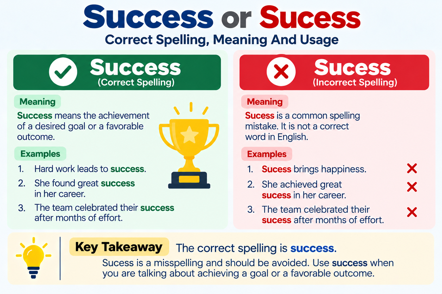 success or sucess Correct Spelling Meaning And Usage