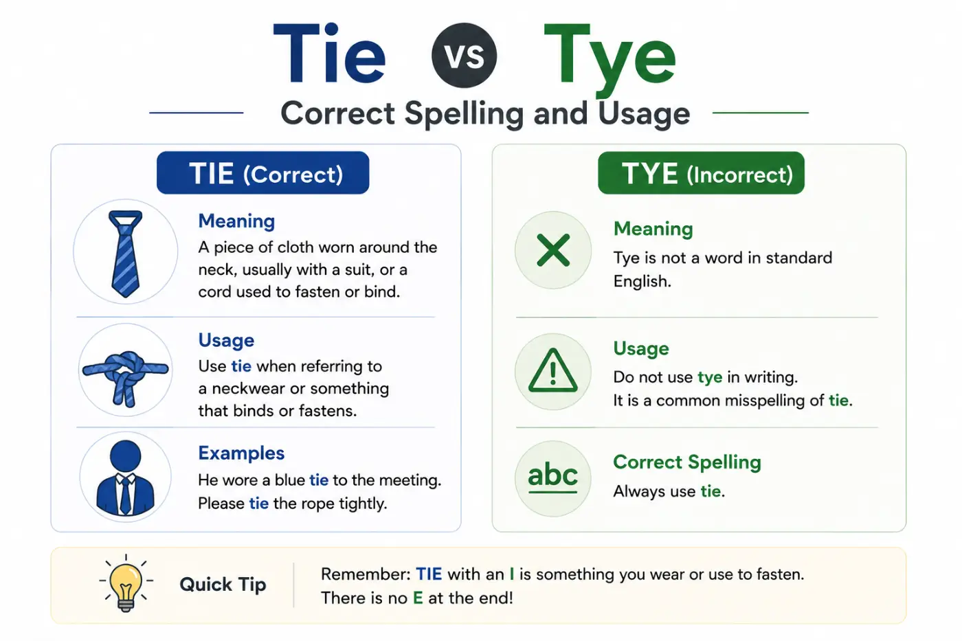 Tie vs Tye Correct Spelling and Usage