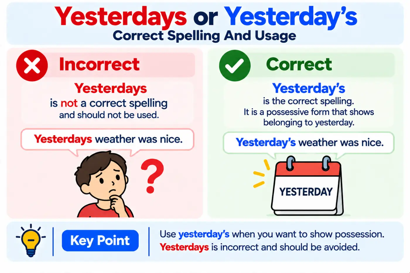 yesterdays or yesterday's Correct Spelling And Usage