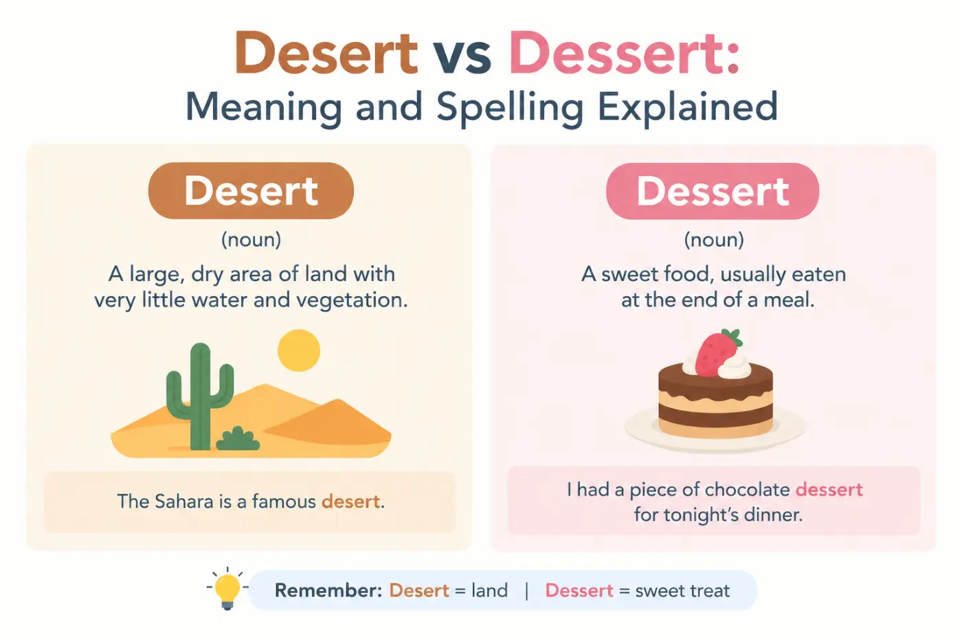 Desert vs Dessert: Meaning and Spelling Explained.