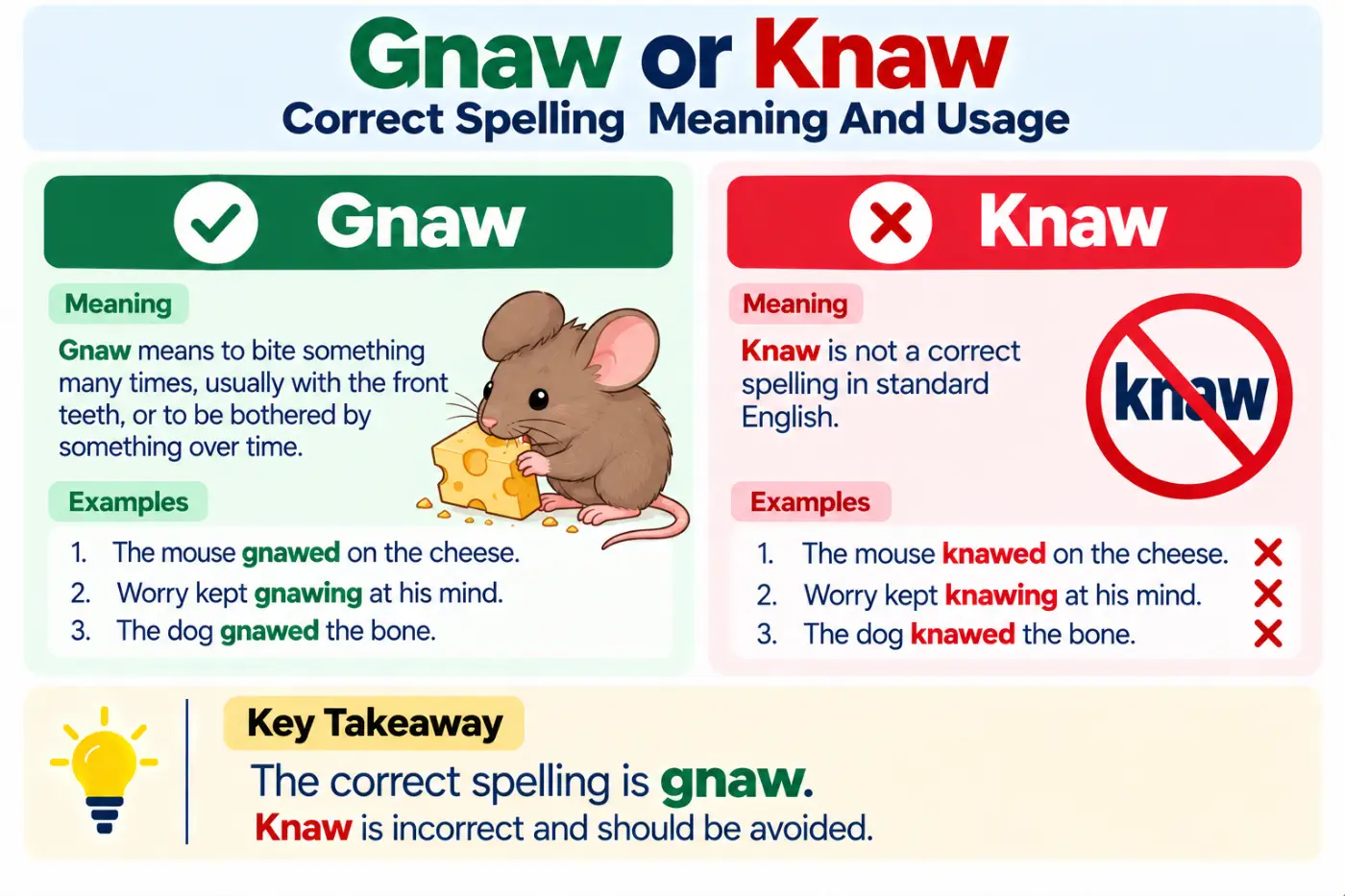 gnaw or knaw Correct Spelling Meaning And Usage