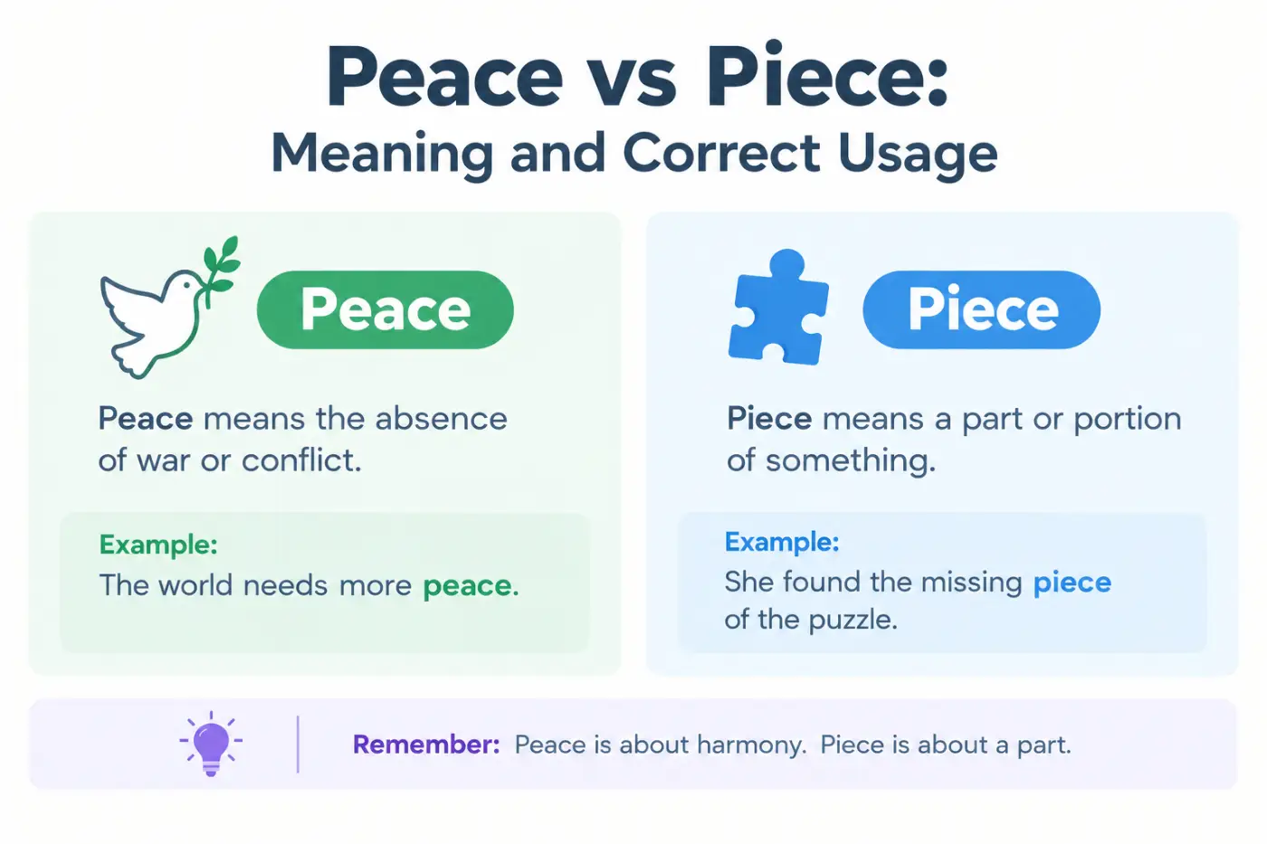 Peace vs Piece: Meaning and Correct Usage